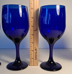 Vintage Libbey Cobalt Blue Water Wine Glasses Goblets Classic Set of 4 7 1/4″