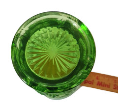VTG Mosser Glass Tumbler Green Thistle Opalescence Rim Tumbler 4″ Tall