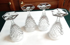 Fostoria American Clear Glass 6 7/8″ Water Goblets (Stem 2056) Set of 4 Vintage