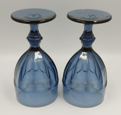 Vintage Libbey Gibraltar Glass Goblet Set Of 2 Dusky Blue Color 6.75″ USA