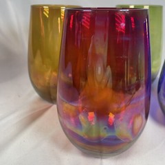 Iridescent Stemless Wine Glasses, Set of 4 | Modern Barware