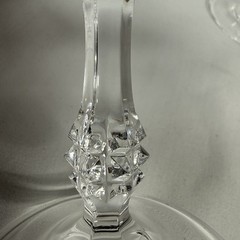 3 Italian Vintage Capri Crystal Champagne Flutes Optic Diamond Cut Faceted Stem
