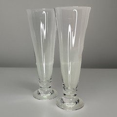 Lenox Clear Marked Crystal Footed 9 1/4″h Pilsner Style Beer Glasses Set of 2