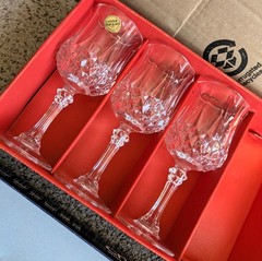 Cristal D’Arques Longchamp Water/Wine Goblets 7 1/4″ Tall Set of 3 Glasses 8.4oz