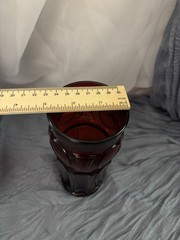 Vintage Wheaton Bullseye Ruby Red Glass Iced Tea Tumbler 8.5”