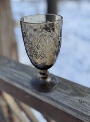 (1) 16oz Princess House Fantasia Mocha Beverage Glass, Brown Crystal #5364