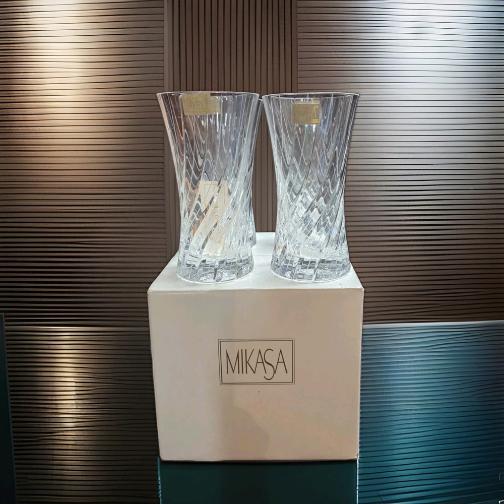 VTG Disconted Mikasa Concerto Highball Crystal Glasses, NOS in OB (4) Yugoslavia