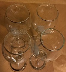 Lot Of 4 Vintage Romanian Crystal Wine Glasses,etched Roses W/Gold Accent