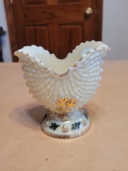 Nice Northwood Custard Glass Nautilus (Argonaut Shell) Hand Painted Spooner