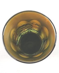 Vintage Northwood Green Carnival Glass Oriental Poppy Tumbler