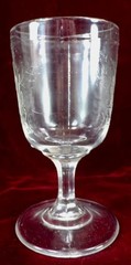Oak Leaf Goblet Colombia Glass Stippled Clear EAPG 1890 Antique #111