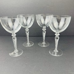 Set 4 Vintage Blefeld Crystal Swirlette Wine Water Glasses air twist swirl Stem