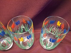 Vintage 1984 Luminarc Spring Garden Tulip Garden 4 Piece Refreshment Set Durand