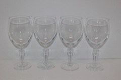 SET OF 4 CORCORAN TEARDROP CLEAR GLASS 7″ WATER/WINE GOBLETS/GLASSES