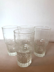 4 IITTALA ASLAK 5.75″ Icicle Look Highball Glasses – Finland – Tapio Wirkkala