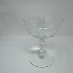 Vintage Set of 3 Etched Glass Floral Coupe Wine Champagne Glasses Dessert