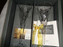 NEW -Waterford Crystal «Love Toasting Flute Pair» Millennium Collection 2000