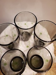 SALE! WAS 35. VTG MCM 5PC BLACK/SMOKEY BLACK DRINK SET