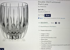 Mikasa Park Lane Double Old Fashioned Glasses 8 Oz Pair (2) 3-7/8″