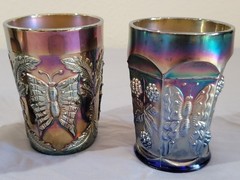 3 Fenton Carnival glass tumblers