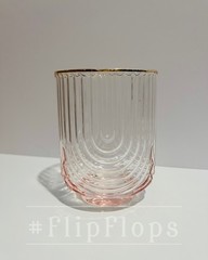 Art Deco-Style Florence Opulent Pink Gradient Gold Rim Lowball Drinking Glass