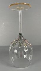 Wine Glass ION TAMAIAN Art Pastels Pink Green Hand Blown Applied Glass Romania