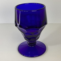 Vintage Georgian cobalt blue Viking water glass footed Tumbler honeycomb￼