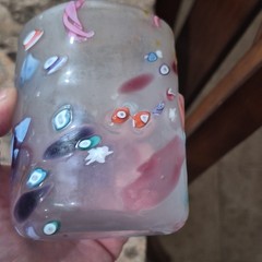 Hand Blown Art Glass Tumbler Multicolor Decorative Signed Glossy Finish