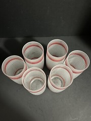 Vintage Frosted, Striped And Polka Dots Tumbler Glass Set of 6