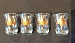 MCM GOLD GRAPES & LEAVES VINTAGE SHOT / CORDIAL GLASSES CLEAR w/GOLD LOT OF 4