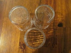 3 VINTAGE 2 1/2″ ETCHED SHOT GLASSES RIBBONS, BOWS SWAG FLORAL DESIGN OPTIC