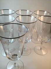 Nortake Paris Set of 7 Platinum Trimmed 14 Ounce Water Goblets