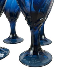 Noritake Sweet Swirl Dark Blue 12 oz Ice Tea / Water Goblets 7 3/8” Tall Set-4