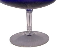 Cobalt Blue And Clear Glass Tall Sherbet 4 5/8″