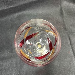 4 ROMANIA La Fleur BALLOON WINE GLASS RED GOLD MOSAIC Led Free Crystal 8.5” New