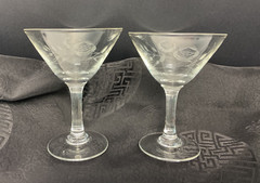 Etched Glass Mini Martini Glasses Set of 2 Floral Pattern M1