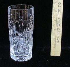 Ofnah Crystal Drinking Glass Vase Stars 24% Lead Glass Poland Palm Leaf 7 oz