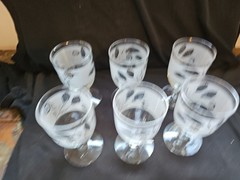 Set of 6 LIBBY SILVER Wheat Frosted 5.5” Wine Water Goblets Mid Century MCM 1960