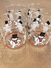 Set of 4 Libbey Snowman Lowball Tumbler/All Purpose Glasses Christmas Holiday!