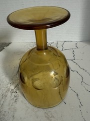 Indiana Glass Amber 12oz Thumbprint Pedestal Goblet