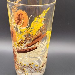 Brown And Yellow Floral Glass Vintage 5.5 inches