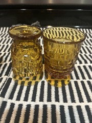 Indiana Glass Whitehall Colony Amber Cubist Footed Tumbler – Vintage – Set of 4