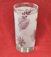 Vintage Libbey Purple Fall Leaves Frosted Glass Tumbler / Highball / Water Glass