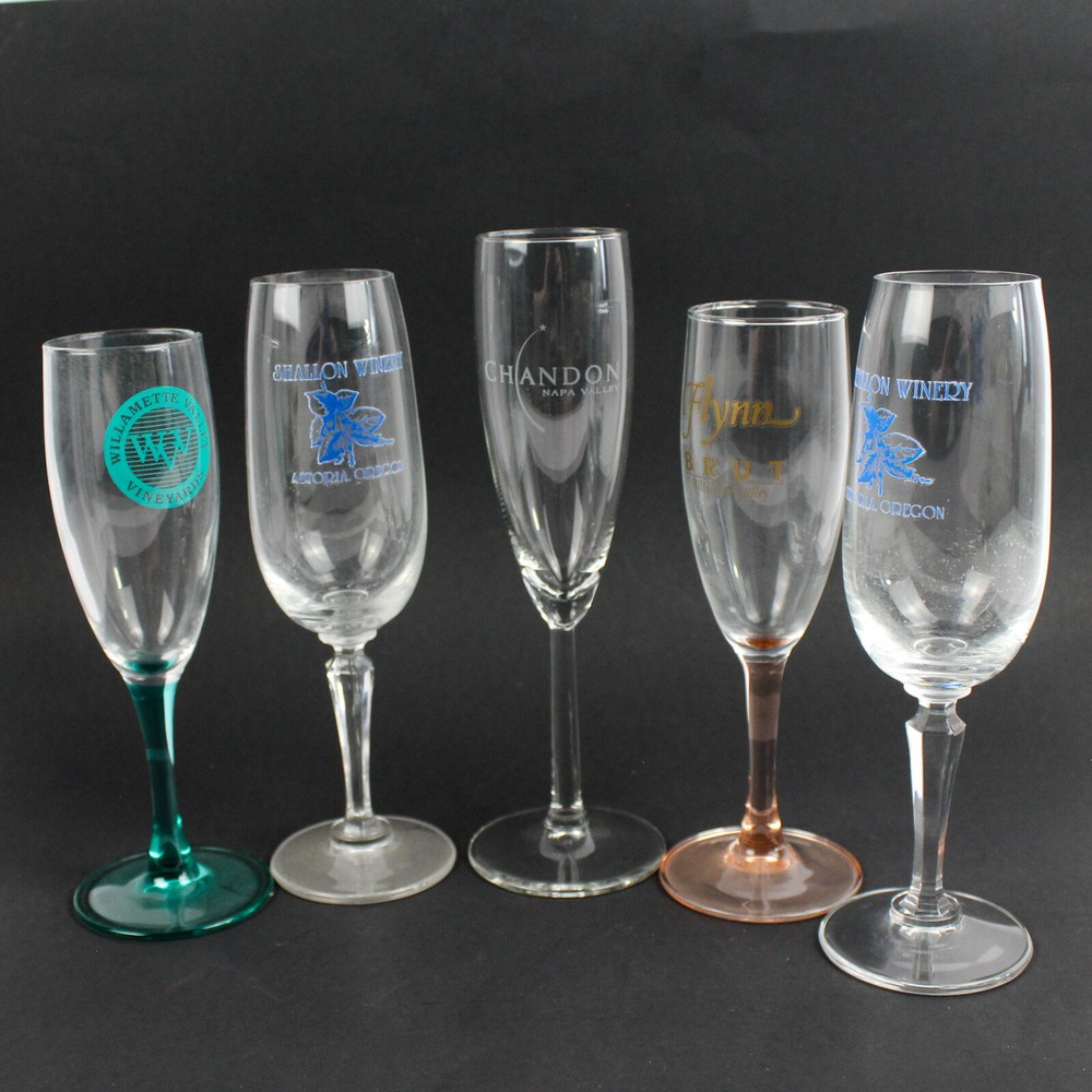 Mixed Lot of 5 Champagne Flute Glasses Various Brands