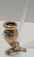 VTG MOSER BOHEMAIN CZECH PORT WINE SIPPER BORO CRYTSAL PIPE SHAPE /GOLD FLOWERS