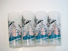 Set Of 4 Vintage Anchor Hocking Tom Collins Frosted Tumblers Southern Belle 6.5″