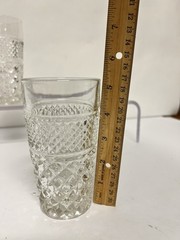 Vintage Pressed Glass Tumblers Diamond Lattice Pattern Juice Rocks Glasses