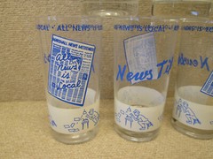 Set 6 Vintage Newspaper Newstips ALL NEWS IS LOCAL Headline Tumblers Glasses 5.5