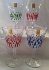 VMC Reims France Diamond Pattern Crystal Cordial glasses Set Of 4