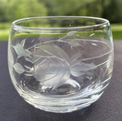 Set of 6 Schott-Zwiesel Clear Gray Cut Vintage Rose 5oz Roly Poly Glasses EUC